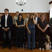 David Sánchez (2i), Miguel Ángel Gallardo (i), Elisa Moriano Morales, Cristina Nuñez, Juana Cintas Calderón, y Manuel Candalija. / EFE-POOL David Sánchez (2i), Miguel Ángel Gallardo (i), Elisa Moriano Morales, Cristina Nuñez, Juana Cintas Calderón, y Manuel Candalija. / EFE-POOL
