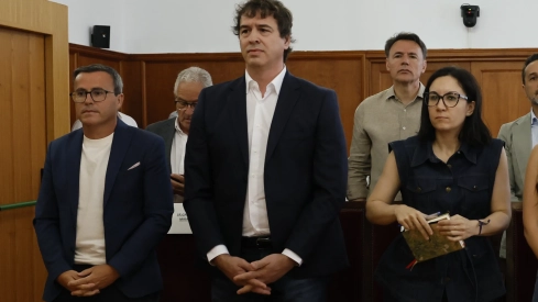 Banquillo de acusados en la Audiencia de Badajoz. / Pool-Efe
