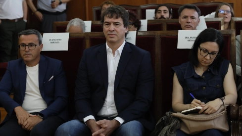 Banquillo de acusados en la Audiencia de Badajoz. / Pool-Efe