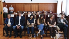 Banquillo de los acusados en la primera sesión del juicio contra David Sánchez en la Audiencia Provincial de Badajoz. / POOL EFE