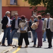 Entrada de los investigados y también testigos y peritos en la Audiencia Provincial de Badajoz este lunes. / Europa Press Entrada de los investigados y también testigos y peritos en la Audiencia Provincial de Badajoz este lunes. / Europa Press
