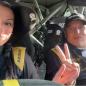 La piloto pacense Petra Carrasco y su hermano Rafa en el ‘Rallye Reino de León’. / CEDIDAS La piloto pacense Petra Carrasco y su hermano Rafa en el ‘Rallye Reino de León’. / CEDIDAS