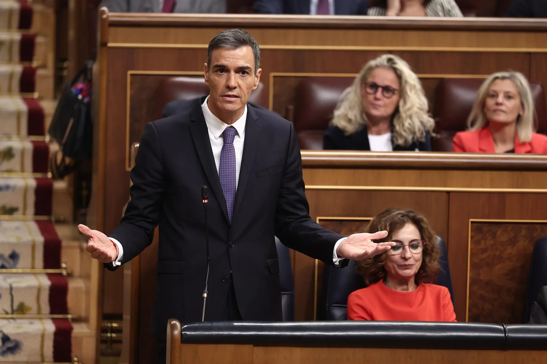 El presidente del Gobierno, Pedro Sánchez, en el Congreso de los Diputados este miércoles. / LP