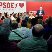 Miguel Ángel Gallardo en la sede del PSOE de Extremadura en Mérida. / LP