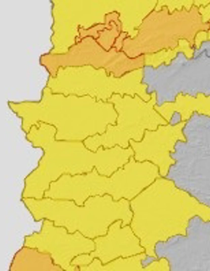 Mapa de previsión meteorólogica de Extremadura distribuido por la AEMET. / LP