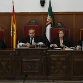 Magistrados de la Audiencia de Badajoz durante el juicio del caso David Sánchez. / LP Magistrados de la Audiencia de Badajoz durante el juicio del caso David Sánchez. / LP