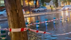inundaciones de calles en Cáceres este jueves. / LP