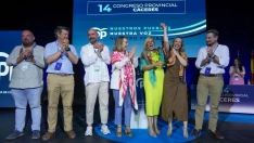Manuel Naharro, Juan Luis Rodríguez Campos, Jaime de los Santos, Cuca Gamarra, Elena Manzano, María Guardiola y Abel Bautista, ayer en Cáceres. / LP