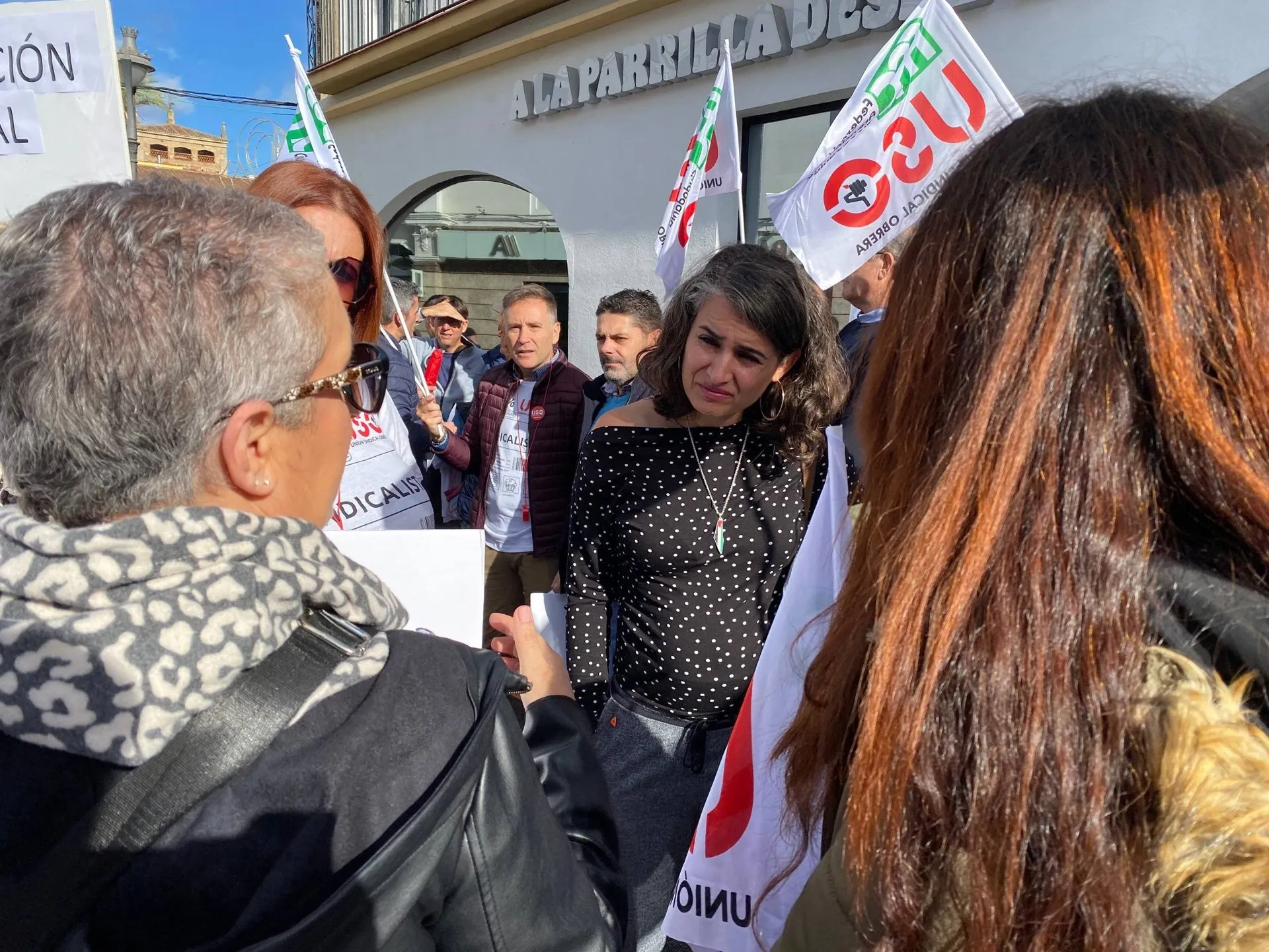 Irene de Miguel este viernes en la concentración organizada por USO . / HOY