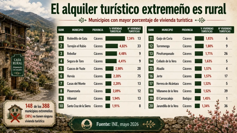 cuadro 5 pueblos extremeños con más porcentaje de vut cuadro 5 pueblos extremeños con más porcentaje de vut