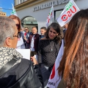 Irene de Miguel este viernes en la concentración organizada por USO . / HOY