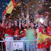 Don Benito vivió una larga celebración tras la victoria de España en el Mundial de Fútbol 2026. / LP