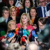 La consejera de Economía, Hacienda y Fondos Europeos de la Junta de Andalucía, Carolina España, tras abandonar junto al resto de comunidades del PP, una reunión del CPFF. / LP