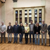 La presidenta de la Diputación de Badajoz, Raquel del Puerto, con su equipo de gobierno este lunes en Badajoz. / LP