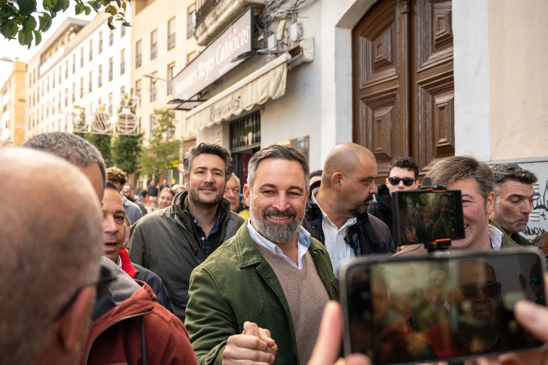 Santiago Abascal, presidente de Vox, en Badajoz este lunes. / LP