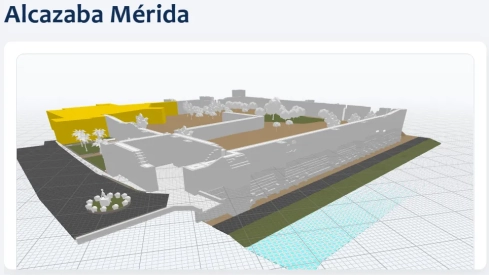 Modelo 3D de la Alcazaba de Mérida en el proyecto europeo HEPRESTONE. / CEDIDA Modelo 3D de la Alcazaba de Mérida en el proyecto europeo HEPRESTONE. / CEDIDA