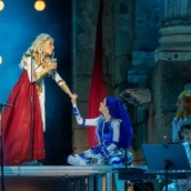 Ensayo de 'Las 9 musas' el pasado martes por la noche en el Teatro Romano de Mérida. / LP Ensayo de 'Las 9 musas' el pasado martes por la noche en el Teatro Romano de Mérida. / LP