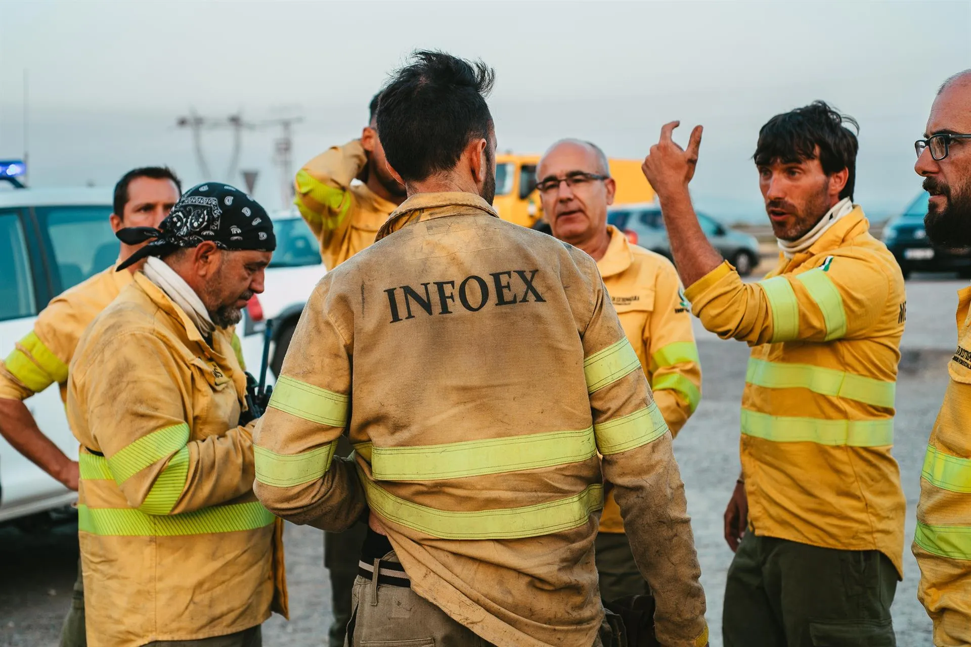 Bomberos forestales conductores adscritos al Plan de Lucha contra Incendios Forestales de Extremadura (Infoex) este verano. / LP