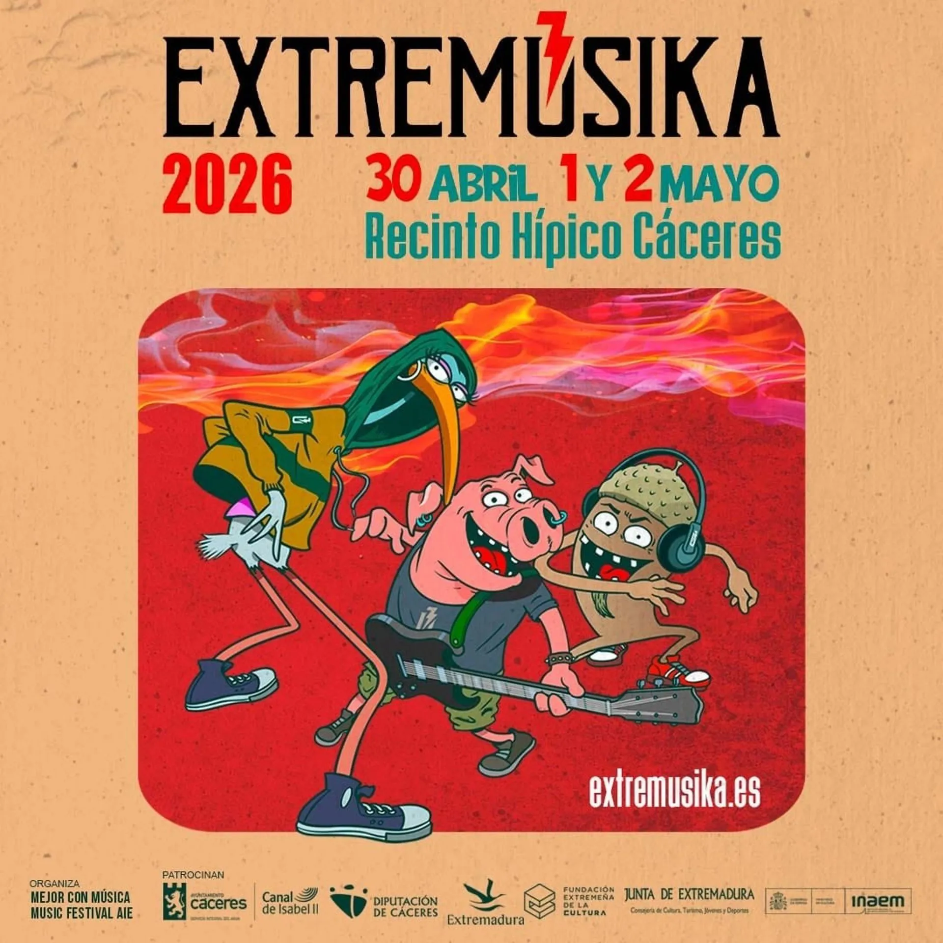 Cartel de Extremúsica en Cáceres en 2026. / LP