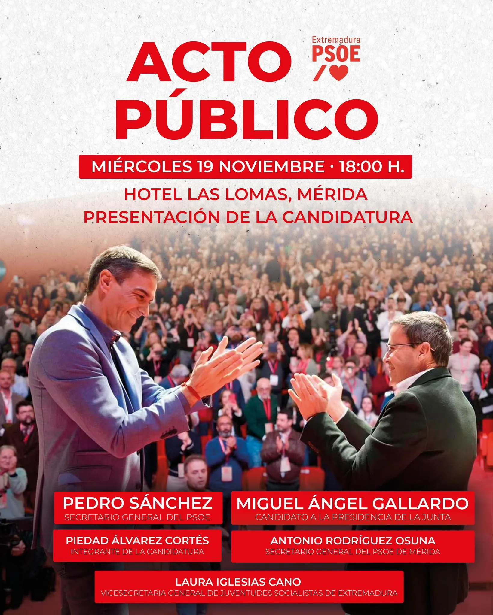 Cartel del acto público o mitin a celebrar este miércoles en Mérida. / LP Cartel del acto público o mitin a celebrar este miércoles en Mérida. / LP