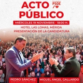 Cartel del acto público o mitin a celebrar este miércoles en Mérida. / LP