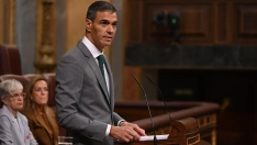El presidente del Gobierno, Pedro Sánchez, durante su intervención en el Congreso de los Diputados. /  Pool Moncloa/Borja Puig de la Bellacasa