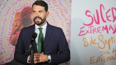 El secretario regional del PSOE, Álvaro Sánchez Cotrina, ayer en le Teatro Romano de Mérida. / EP 
