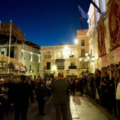 Procesión de la Soledad en su paso por el Palacio Municipal de Badajoz este martes. / Aytobadajoz Procesión de la Soledad en su paso por el Palacio Municipal de Badajoz este martes. / Aytobadajoz