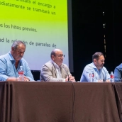 Presentación de los primeros pasos de proyecto de regadío de Tierra de Barros este miércoles en Almendralejo. / LP Presentación de los primeros pasos de proyecto de regadío de Tierra de Barros este miércoles en Almendralejo. / LP
