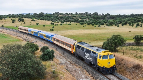 El 'Tren de los 80' impulsado por la AAFm en colaboración con Trenes Turísticos. / LP