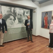 Germán Delibes, Fernando Zamácola y María Justina Guisado en la presentación de la exposición. / LP Germán Delibes, Fernando Zamácola y María Justina Guisado en la presentación de la exposición. / LP