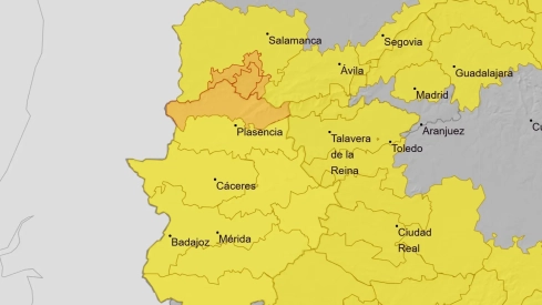 Mapa de la AEMET para este sábado en Extremadura. / LP Mapa de la AEMET para este sábado en Extremadura. / LP