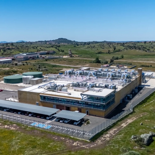 Vista aérea de la fábrica de diamantes sintéticos de Diamond Foundry en Trujillo, una las firmas más inversoras en Extremadura. / CEDIDA