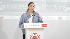 La portavoz socialista, Isabel Gil Rosiña, en rueda de prensa. / LP 