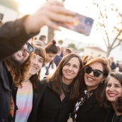 Ione Belarra junto a las dirigentes de Unidas por Extremadura Irene De Miguel y Nerea Fernández en una imagen de archivo. / LP