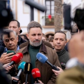 Santiago Abascal, presidente de Vox, en Extremadura. / LP Santiago Abascal, presidente de Vox, en Extremadura. / LP
