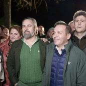 Santiago Abascal, presidente nacional, y Óscar Fernández, candidato en Extremadura. / EP Santiago Abascal, presidente nacional, y Óscar Fernández, candidato en Extremadura. / EP