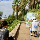 Varios pintores participan de una jornada al aire libre desde los jardines de La Galera, en el Casco Antiguo de Badajoz. / LP Varios pintores participan de una jornada al aire libre desde los jardines de La Galera, en el Casco Antiguo de Badajoz. / LP