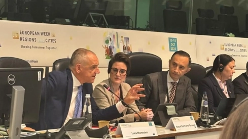 La presidenta de la Diputación de Badajoz, Raquel del Puerto, en Bruselas este martes. / DIP DE BADAJOZ