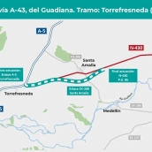 Mapa de desarrollo del nuevo tramo de la autovía A-43. / MINISTERIO DE TRANSPORTES