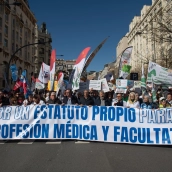 Protesta de médicos en Madrid por el Estatuto Médico en una movilización anterior. / EP Protesta de médicos en Madrid por el Estatuto Médico en una movilización anterior. / EP