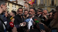 Santiago Abascal durante un encuentro con los medios de comunicación celebrado en La Bañeza (León). / EP