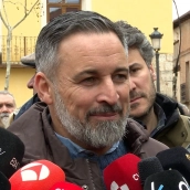 Santiago Abascal, presidente de Vox en Cigales (Valladolid) este viernes. / EP Santiago Abascal, presidente de Vox en Cigales (Valladolid) este viernes. / EP
