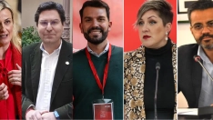 Candidatos del PSOE a las primarias: Martín, Díaz Farias, Sánchez Cotrina, Vega y González Andrade. / LP