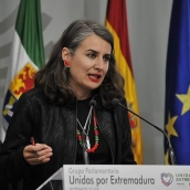 La presidenta del Grupo Parlamentario Unidas por Extremadura, Irene de Miguel. / EP