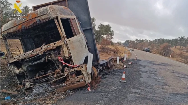 camión incencio campiña