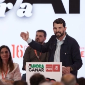 Álvaro Sánchez Cotrina, secretario general del PSOE de Extremadura en el congreso regional del partido. / EP